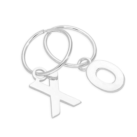 Boucles d'oreilles créoles dormeuses Kiss Hug XO en argent sterling de 12 mm