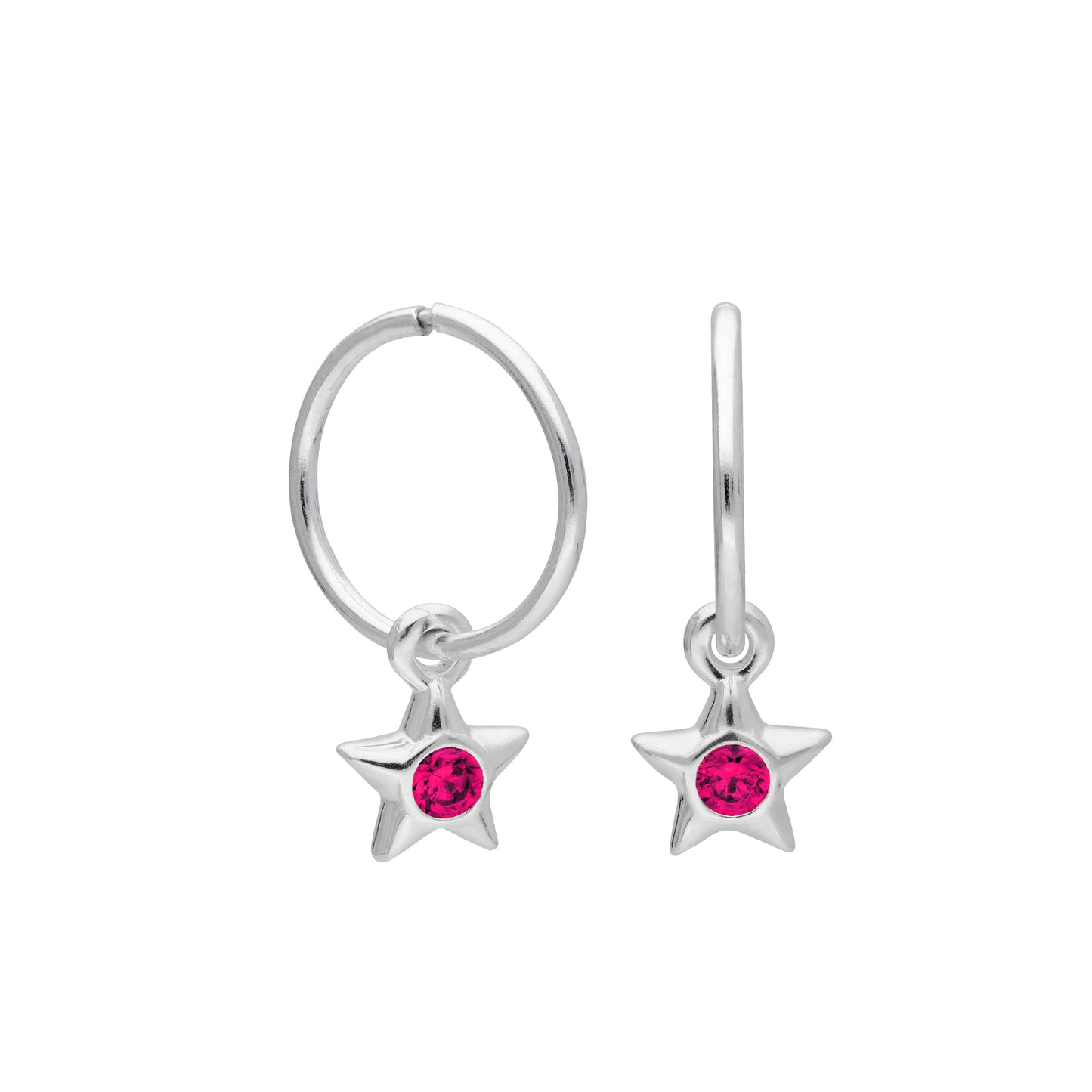 Boucles d'oreilles créoles dormeuses en argent sterling avec pierre de naissance en cristal CZ, 10 à 22 mm