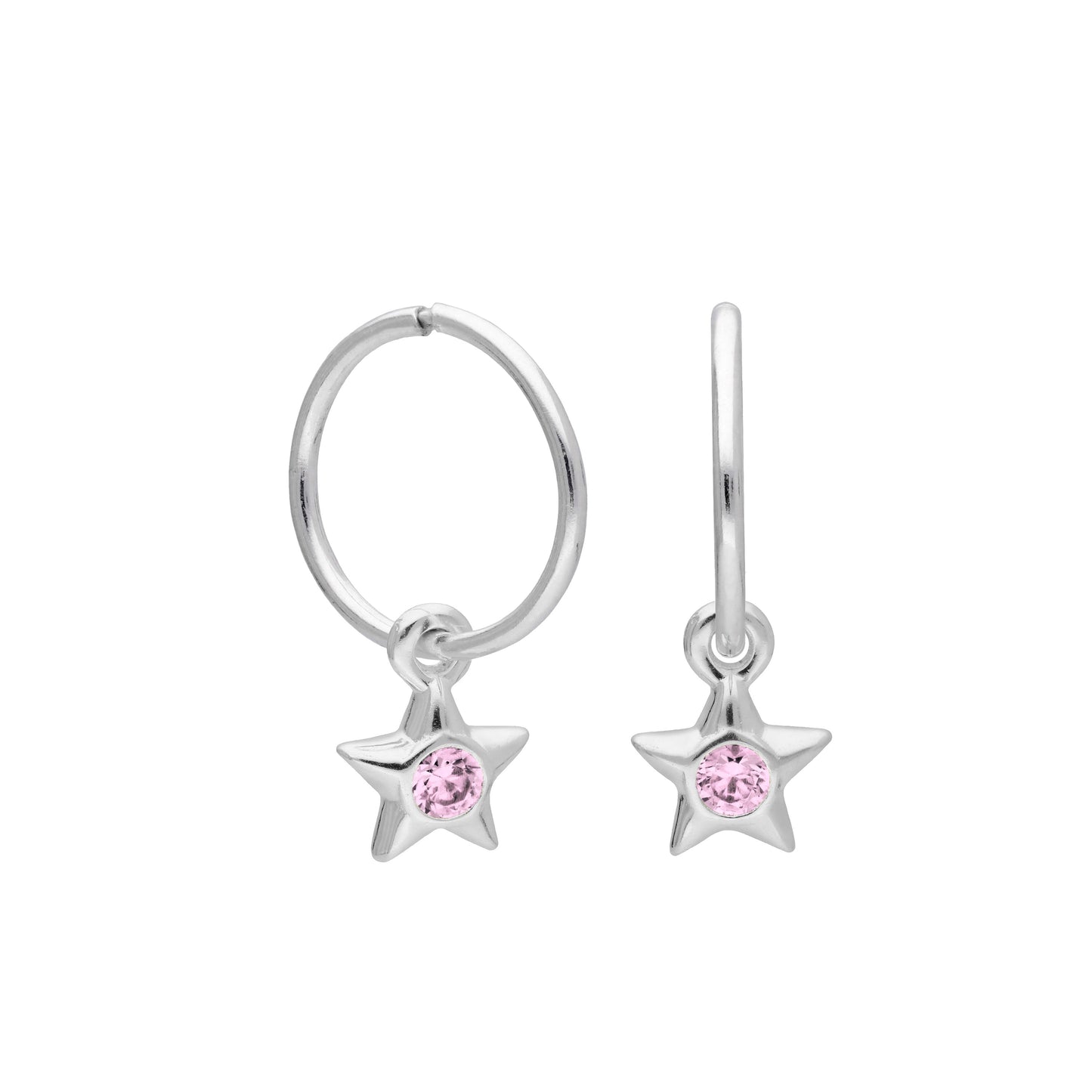 Boucles d'oreilles créoles dormeuses en argent sterling avec pierre de naissance en cristal CZ, 10 à 22 mm