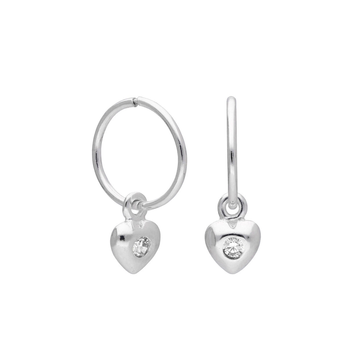 Boucles d'oreilles créoles en argent sterling avec pierre de naissance en forme de cœur, 10 à 22 mm