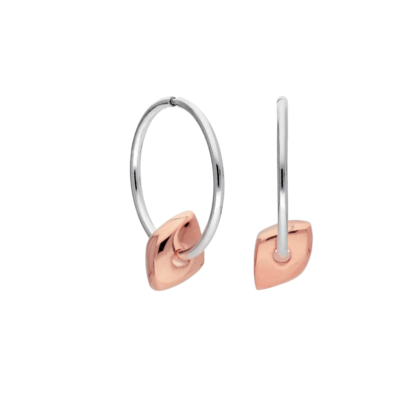 Boucles d'oreilles créoles en argent sterling plaqué or rose avec perles fines de 12 à 22 mm