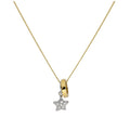 Collier étoile et cercle Karma en or 9 carats avec zircones cubiques sur chaîne gourmette taille diamant