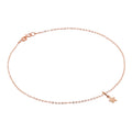 Bracelet de cheville en or rose 9 carats martelé avec breloque étoile - 24 cm