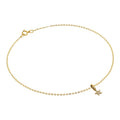 Bracelet de cheville martelé en or 9 carats avec breloque étoile en oxyde de zirconium - 24 cm