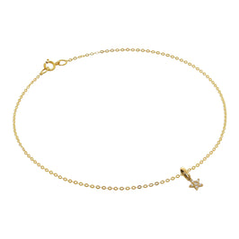 Bracelet de cheville martelé en or 9 carats avec breloque étoile en oxyde de zirconium - 24 cm