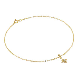 Bracelet de cheville martelé en or 9 carats avec breloque étoile brillante en oxyde de zirconium - 24 cm
