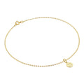 Bracelet de cheville en or 9 carats martelé avec breloque émoji visage clignotant - 24 cm