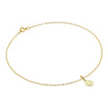 Bracelet de cheville martelé en or 9 carats avec breloque émoji visage souriant - 24 cm