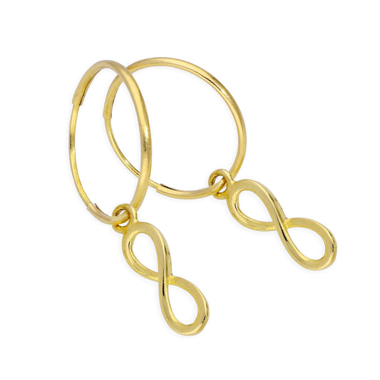 Boucles d'oreilles créoles à breloques infinies en or 9 carats de 10 mm
