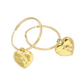 Boucles d'oreilles créoles martelées en or 9 carats de 13 mm avec breloques