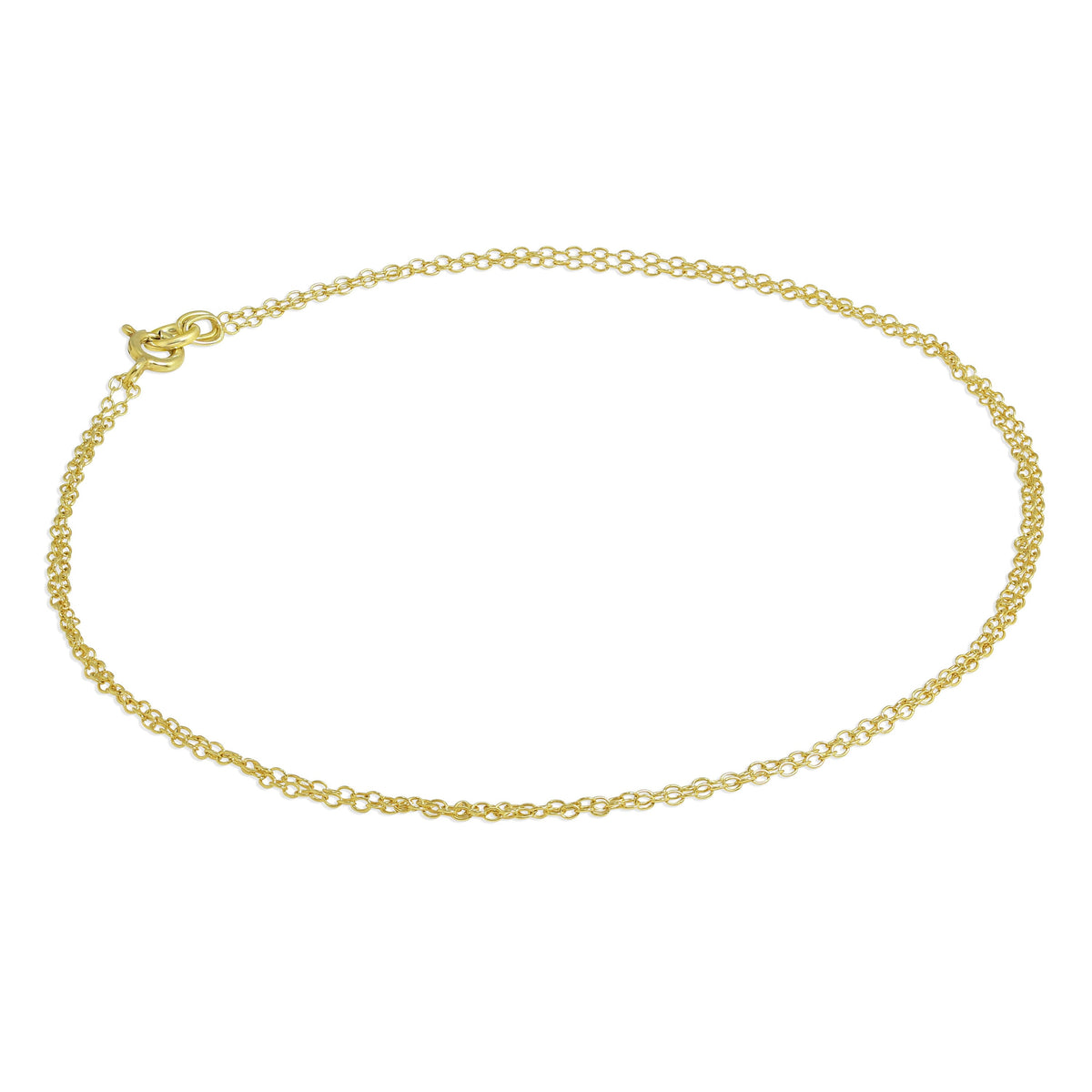 Bracelet de cheville double chaîne Belcher en argent sterling plaqué or - 25 cm