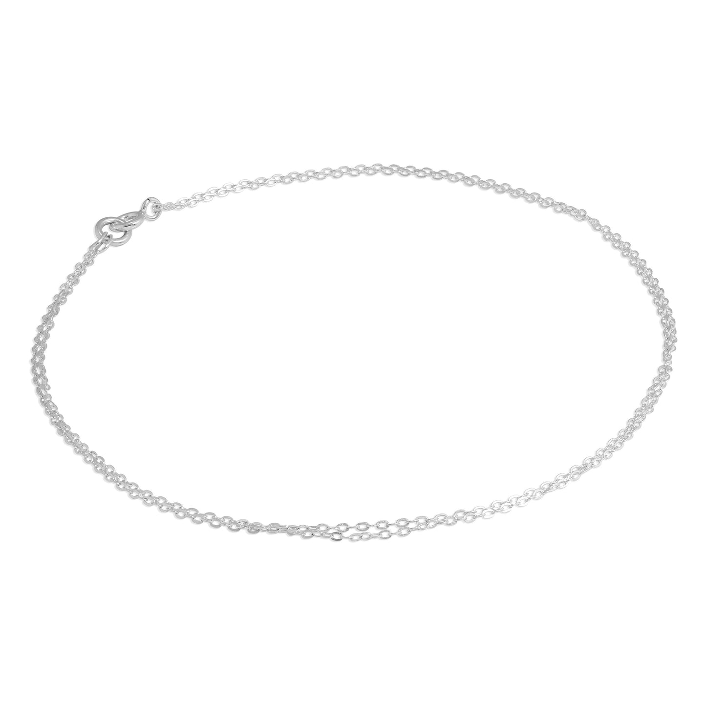 Bracelet de cheville double chaîne en argent sterling avec câble plat de 1 mm et 25 cm