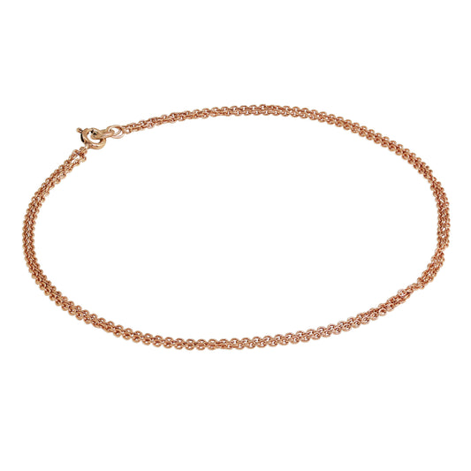 Bracelet de cheville double chaîne en argent sterling plaqué or rose de 1 mm - 25,4 cm