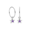 Boucles d'oreilles créoles dormeuses en argent sterling avec pierre de naissance en cristal CZ, 10 à 22 mm