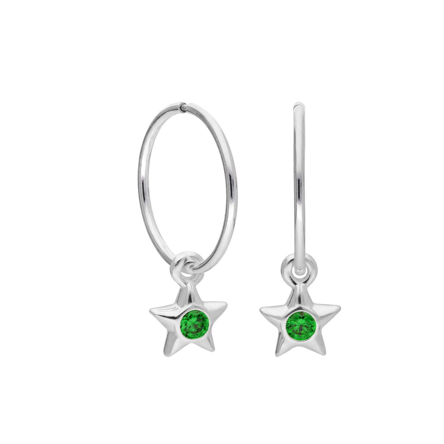 Boucles d'oreilles créoles dormeuses en argent sterling avec pierre de naissance en cristal CZ, 10 à 22 mm