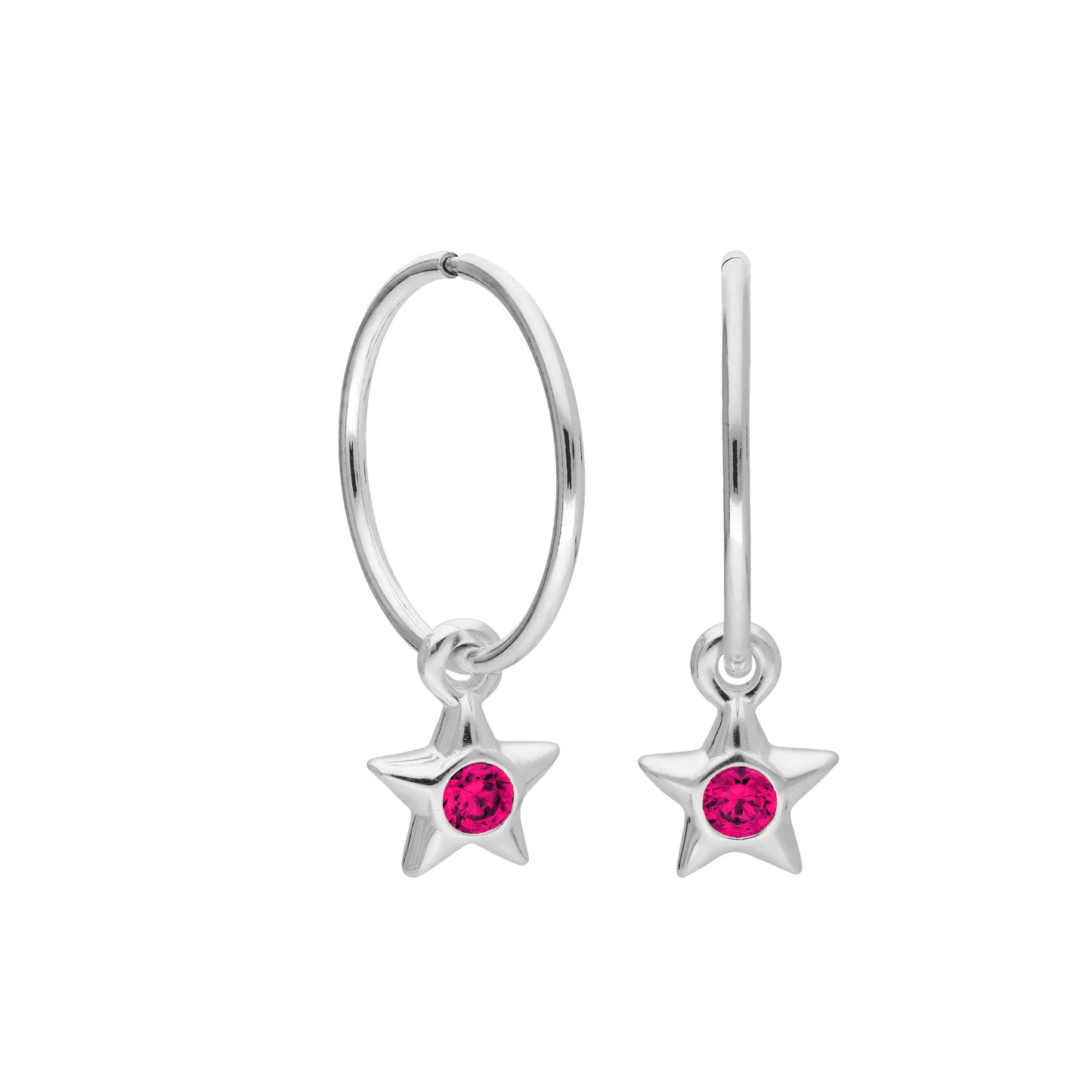 Boucles d'oreilles créoles dormeuses en argent sterling avec pierre de naissance en cristal CZ, 10 à 22 mm