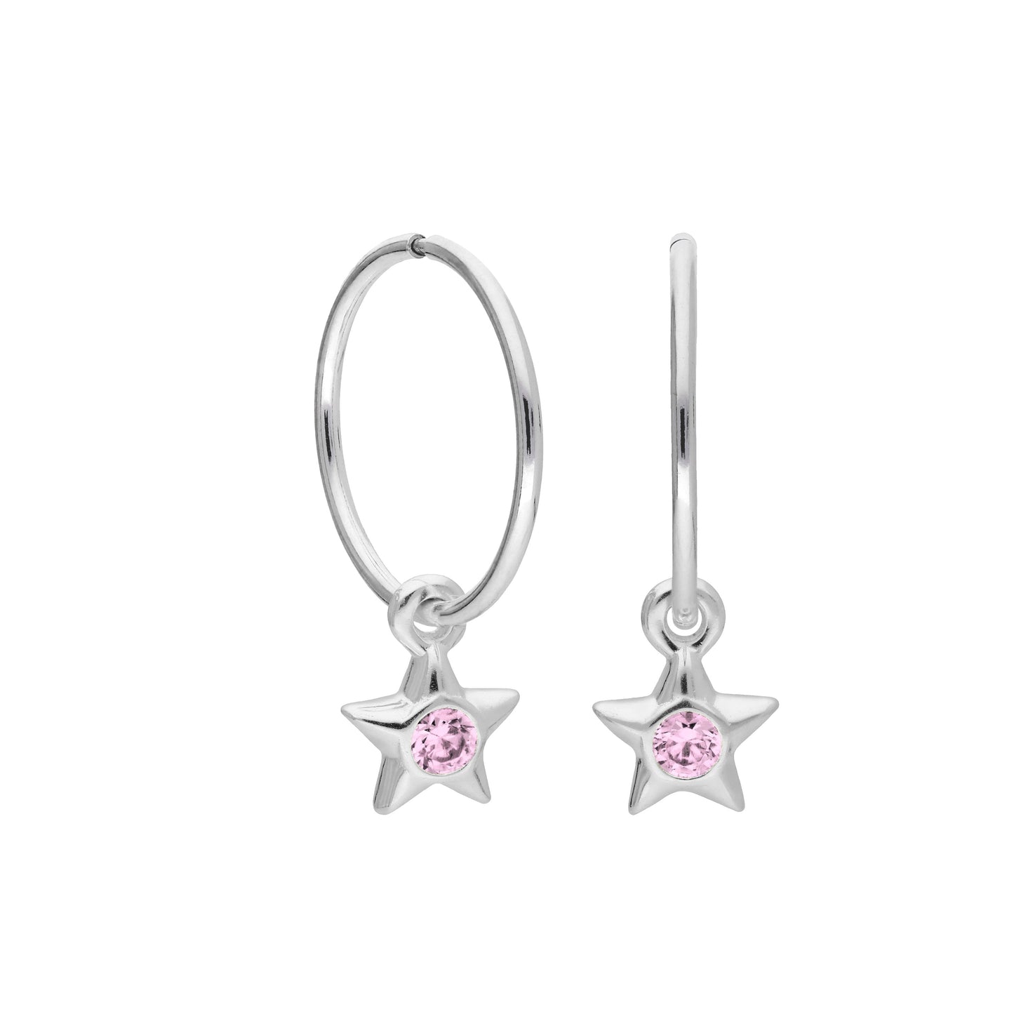 Boucles d'oreilles créoles dormeuses en argent sterling avec pierre de naissance en cristal CZ, 10 à 22 mm