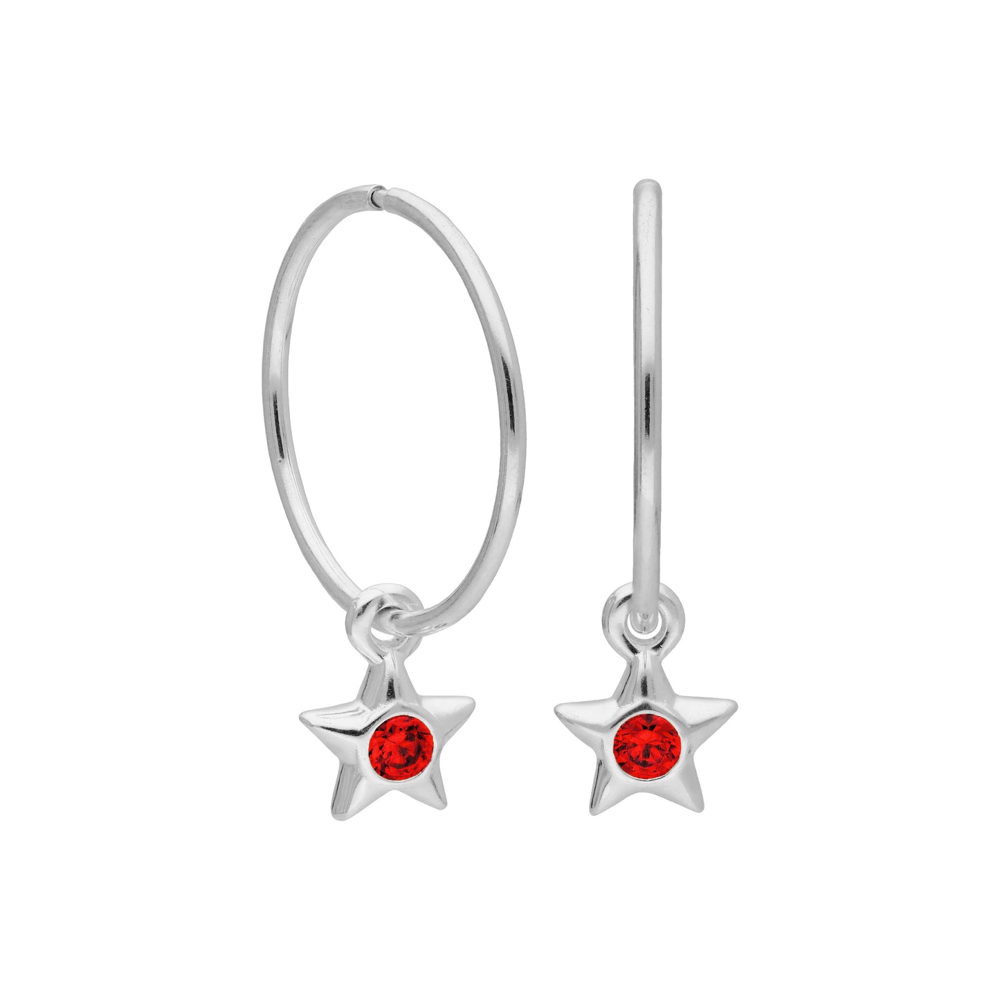 Boucles d'oreilles créoles dormeuses en argent sterling avec pierre de naissance en cristal CZ, 10 à 22 mm