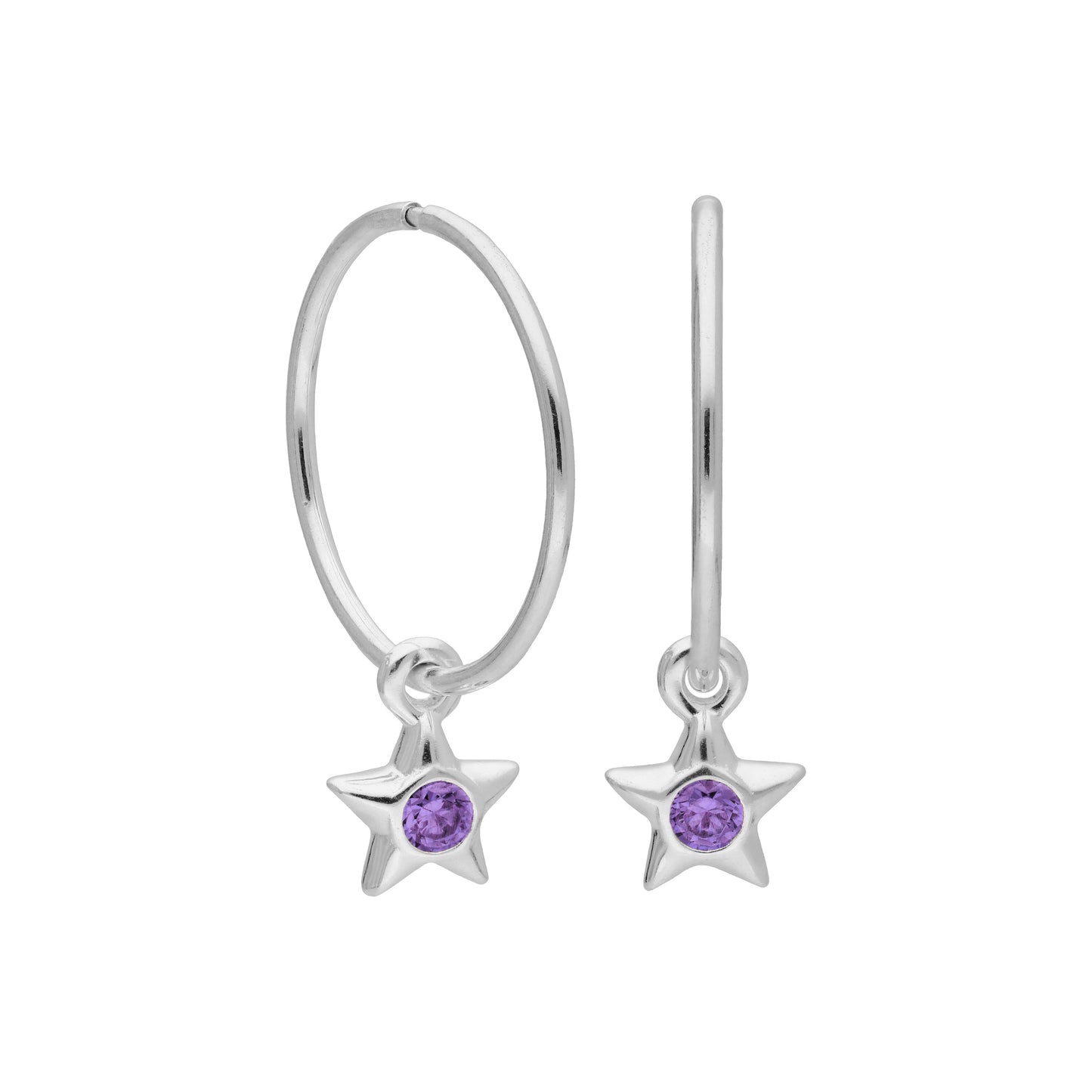 Boucles d'oreilles créoles dormeuses en argent sterling avec pierre de naissance en cristal CZ, 10 à 22 mm