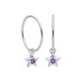 Boucles d'oreilles créoles dormeuses en argent sterling avec pierre de naissance en cristal CZ, 10 à 22 mm