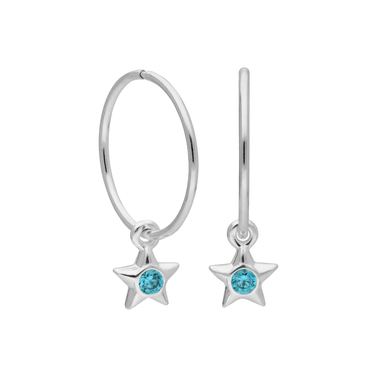 Boucles d'oreilles créoles dormeuses en argent sterling avec pierre de naissance en cristal CZ, 10 à 22 mm
