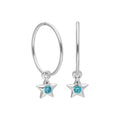 Boucles d'oreilles créoles dormeuses en argent sterling avec pierre de naissance en cristal CZ, 10 à 22 mm
