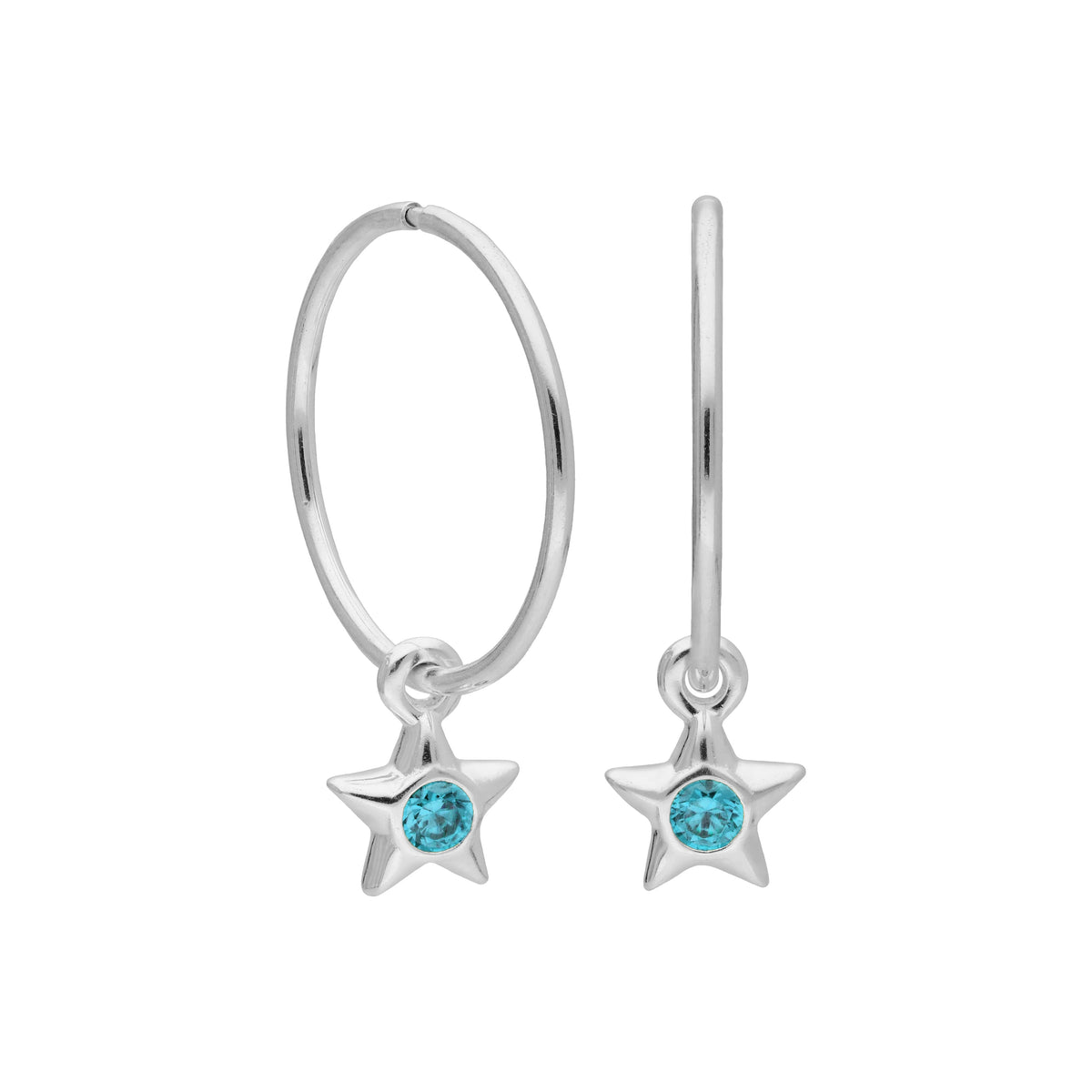 Boucles d'oreilles créoles dormeuses en argent sterling avec pierre de naissance en cristal CZ, 10 à 22 mm