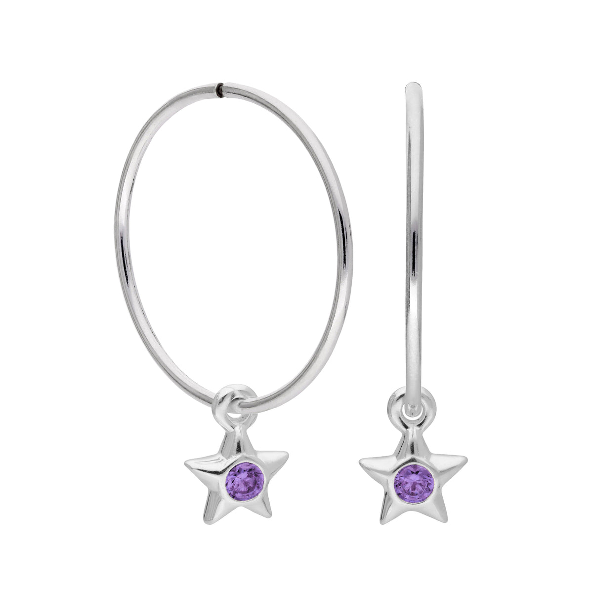 Boucles d'oreilles créoles dormeuses en argent sterling avec pierre de naissance en cristal CZ, 10 à 22 mm