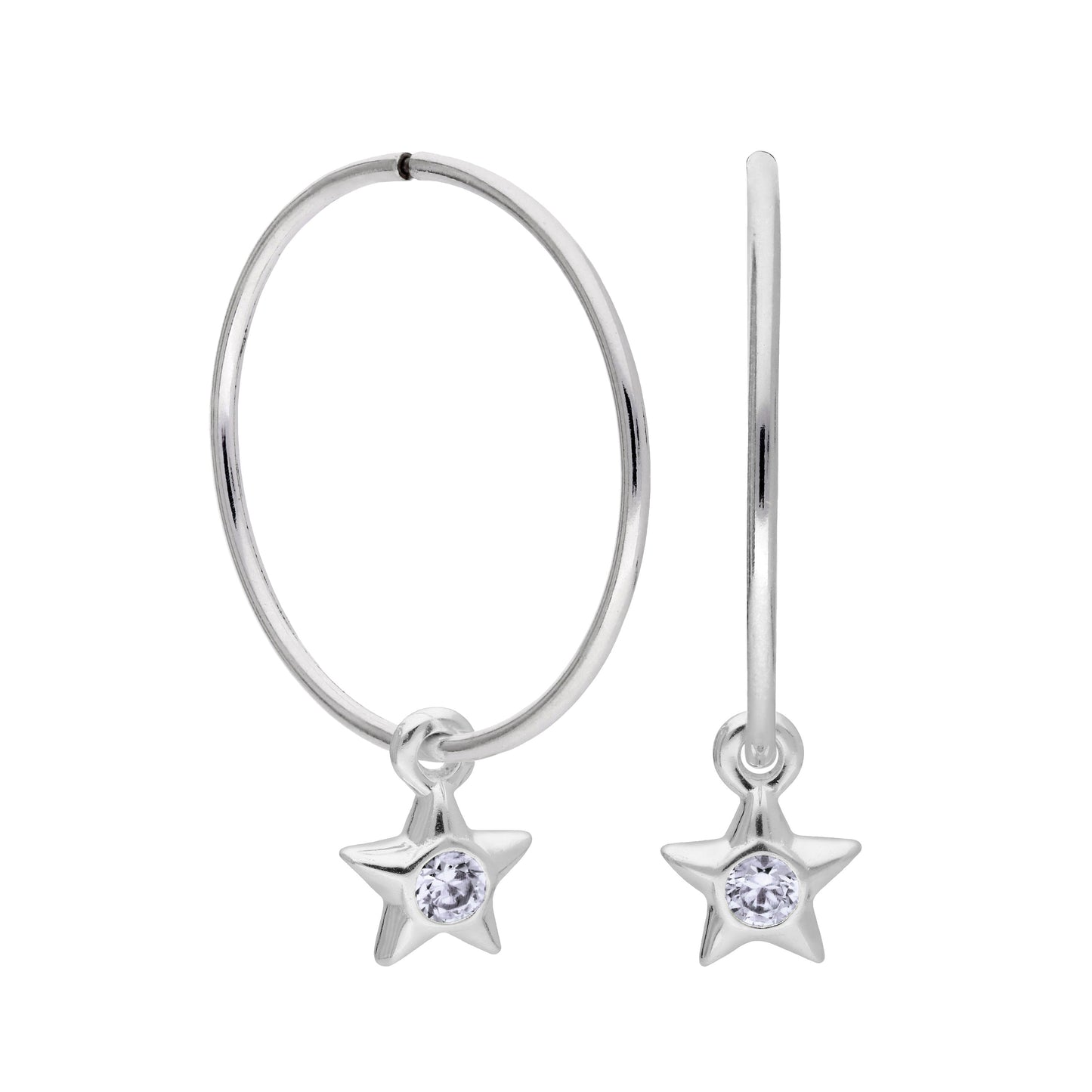 Boucles d'oreilles créoles dormeuses en argent sterling avec pierre de naissance en cristal CZ, 10 à 22 mm