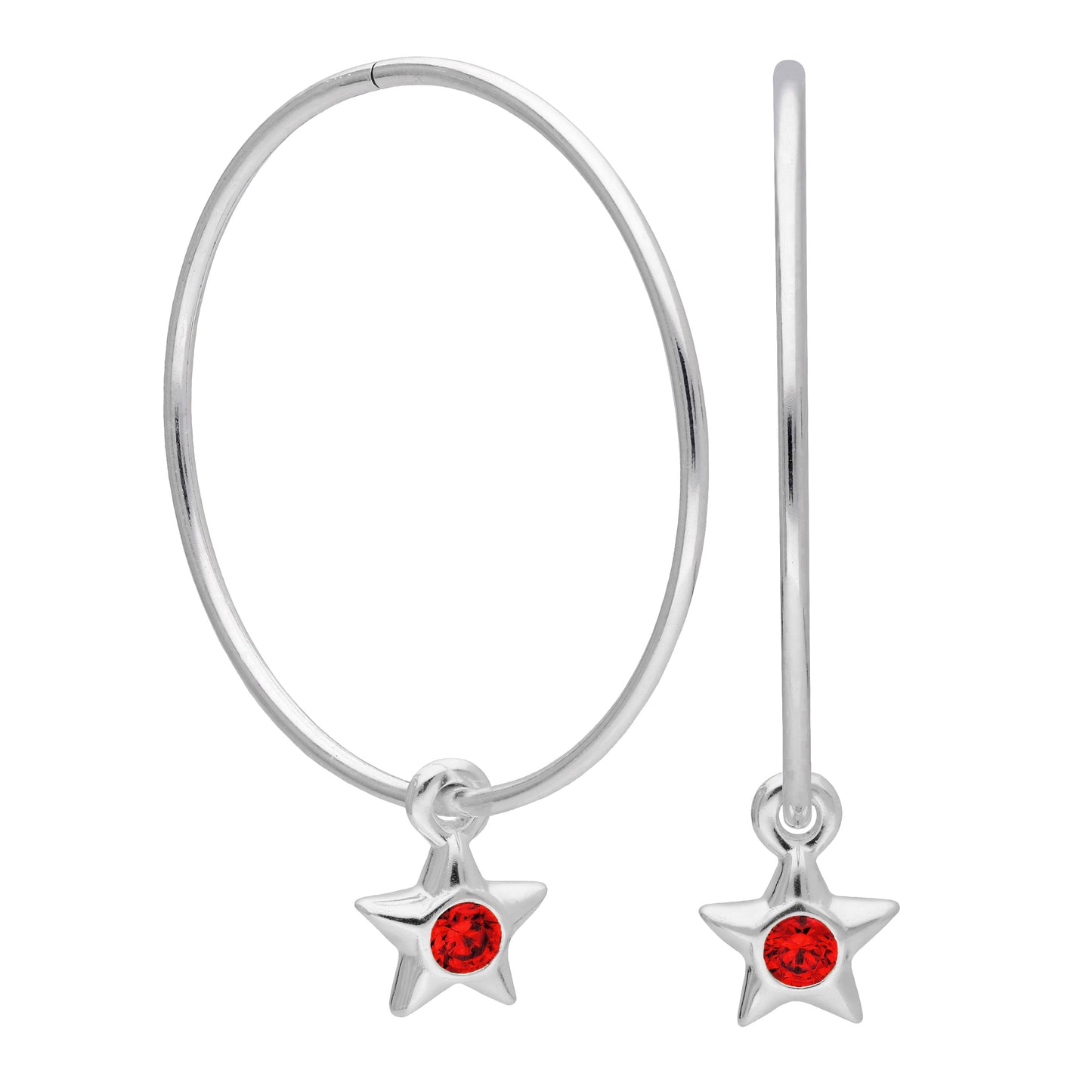 Boucles d'oreilles créoles dormeuses en argent sterling avec pierre de naissance en cristal CZ, 10 à 22 mm
