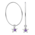 Boucles d'oreilles créoles dormeuses en argent sterling avec pierre de naissance en cristal CZ, 10 à 22 mm