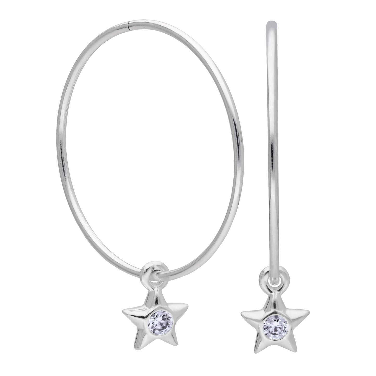 Boucles d'oreilles créoles dormeuses en argent sterling avec pierre de naissance en cristal CZ, 10 à 22 mm