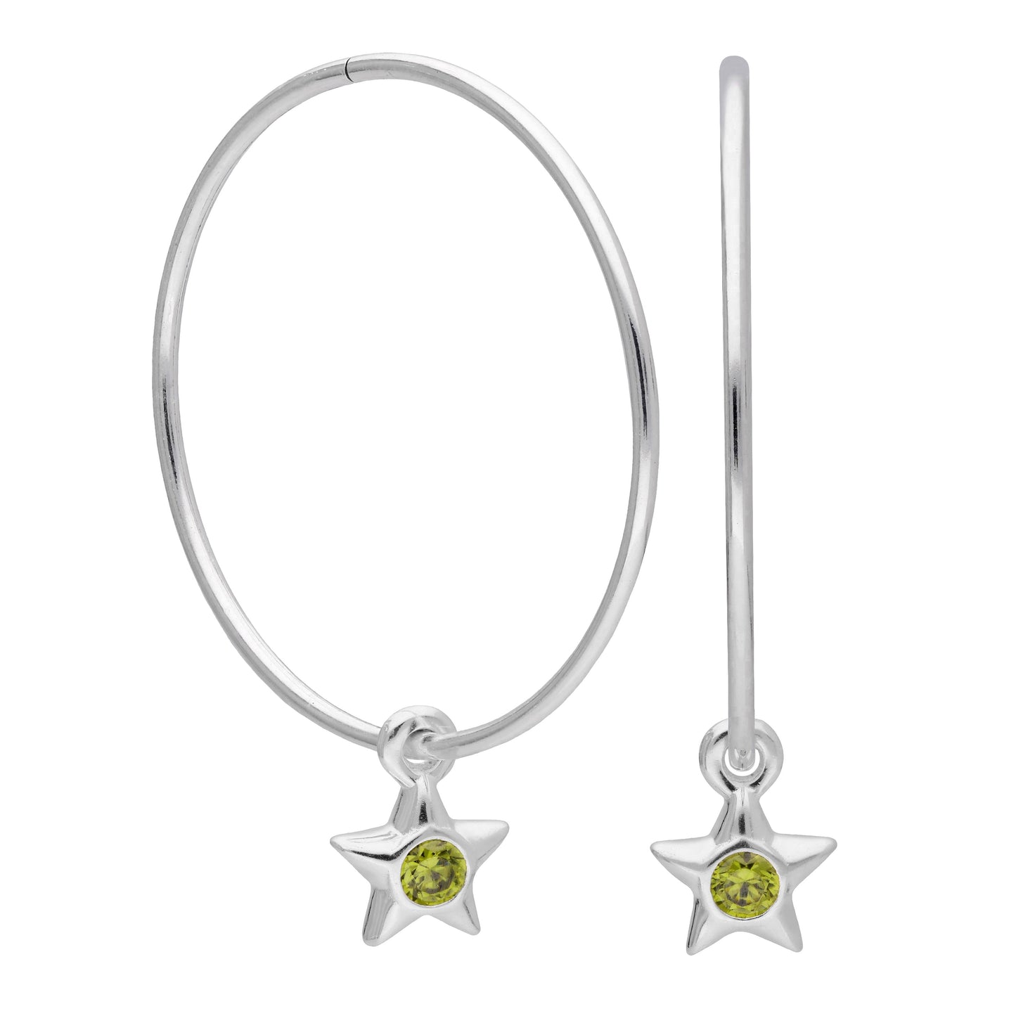 Boucles d'oreilles créoles dormeuses en argent sterling avec pierre de naissance en cristal CZ, 10 à 22 mm