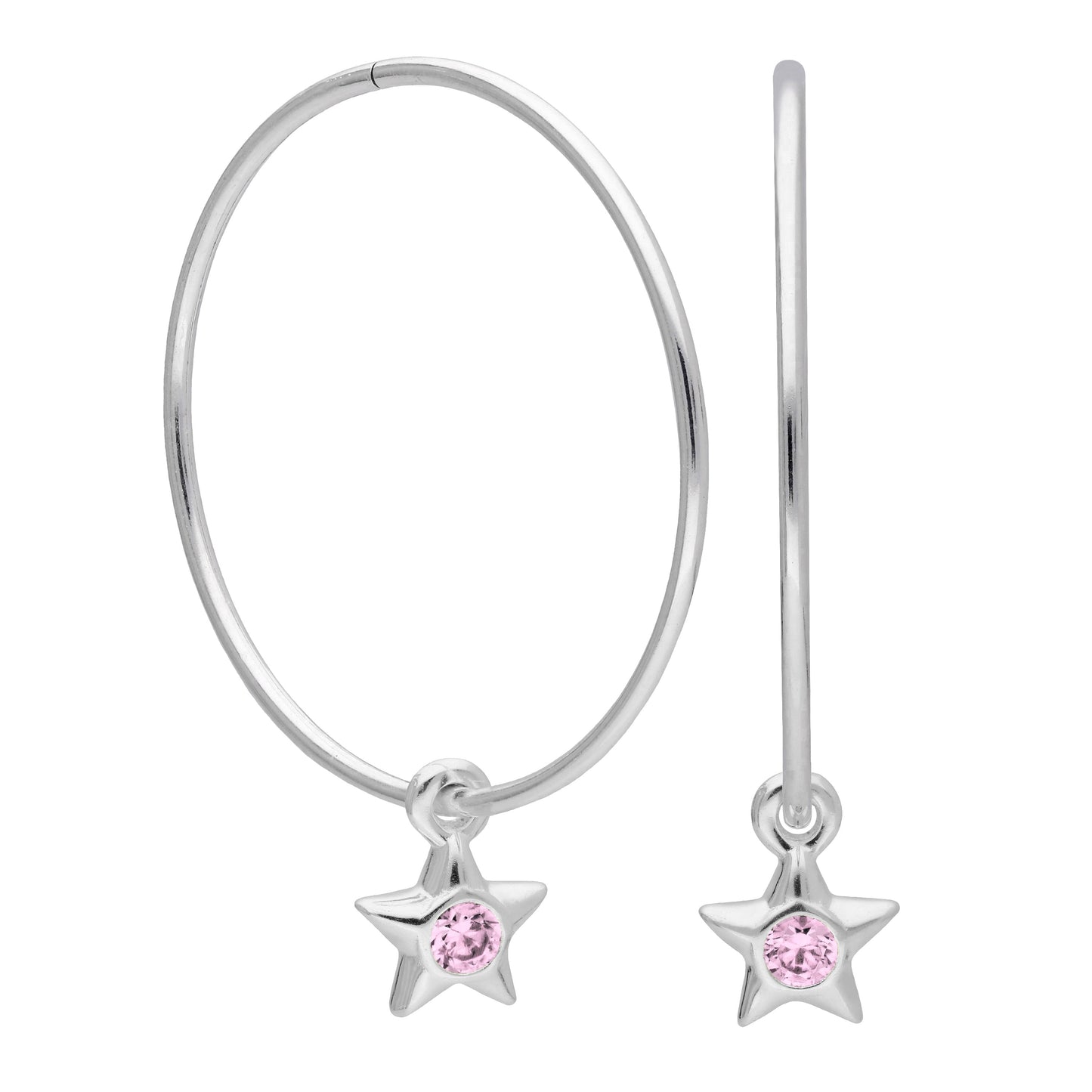 Boucles d'oreilles créoles dormeuses en argent sterling avec pierre de naissance en cristal CZ, 10 à 22 mm