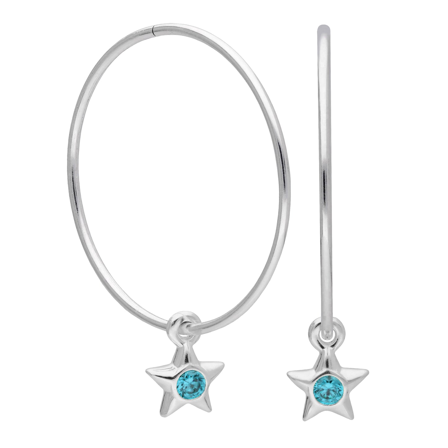 Boucles d'oreilles créoles dormeuses en argent sterling avec pierre de naissance en cristal CZ, 10 à 22 mm