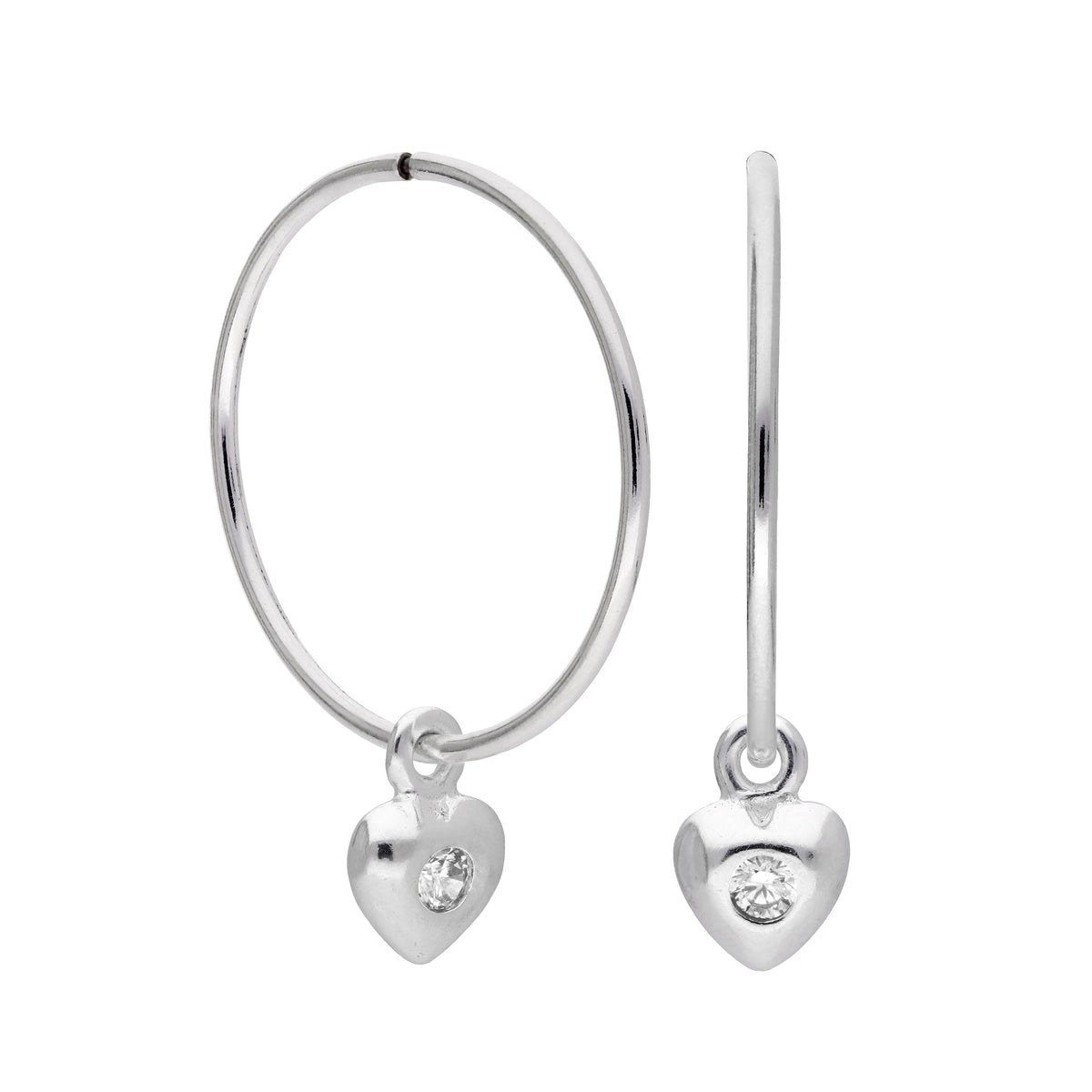 Boucles d'oreilles créoles en argent sterling avec pierre de naissance en forme de cœur, 10 à 22 mm