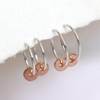 Boucles d'oreilles créoles en argent sterling plaqué or rose poli, perles de 1 mm, 12 à 22 mm