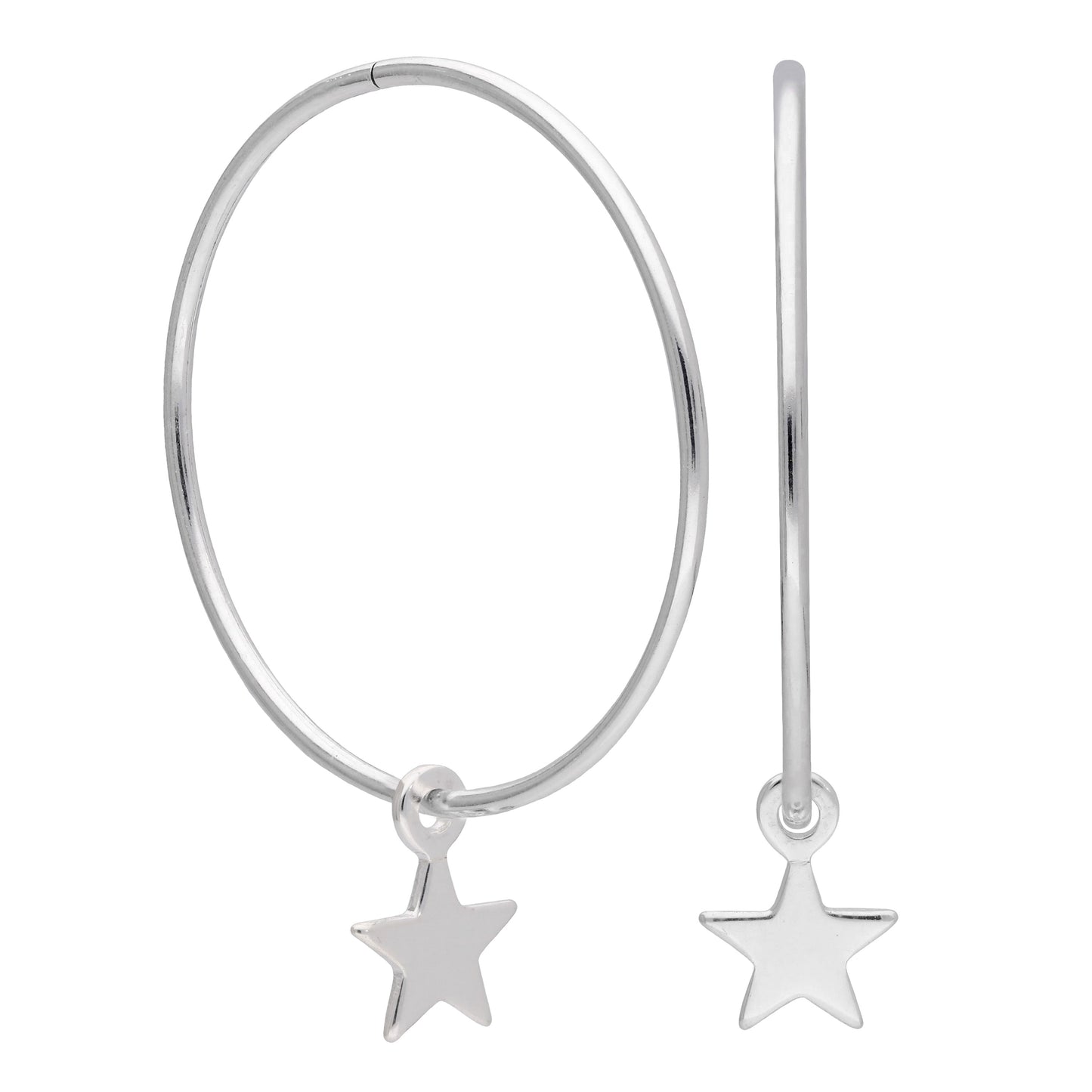 Boucles d'oreilles créoles en argent sterling avec petite étoile de 10 à 22 mm