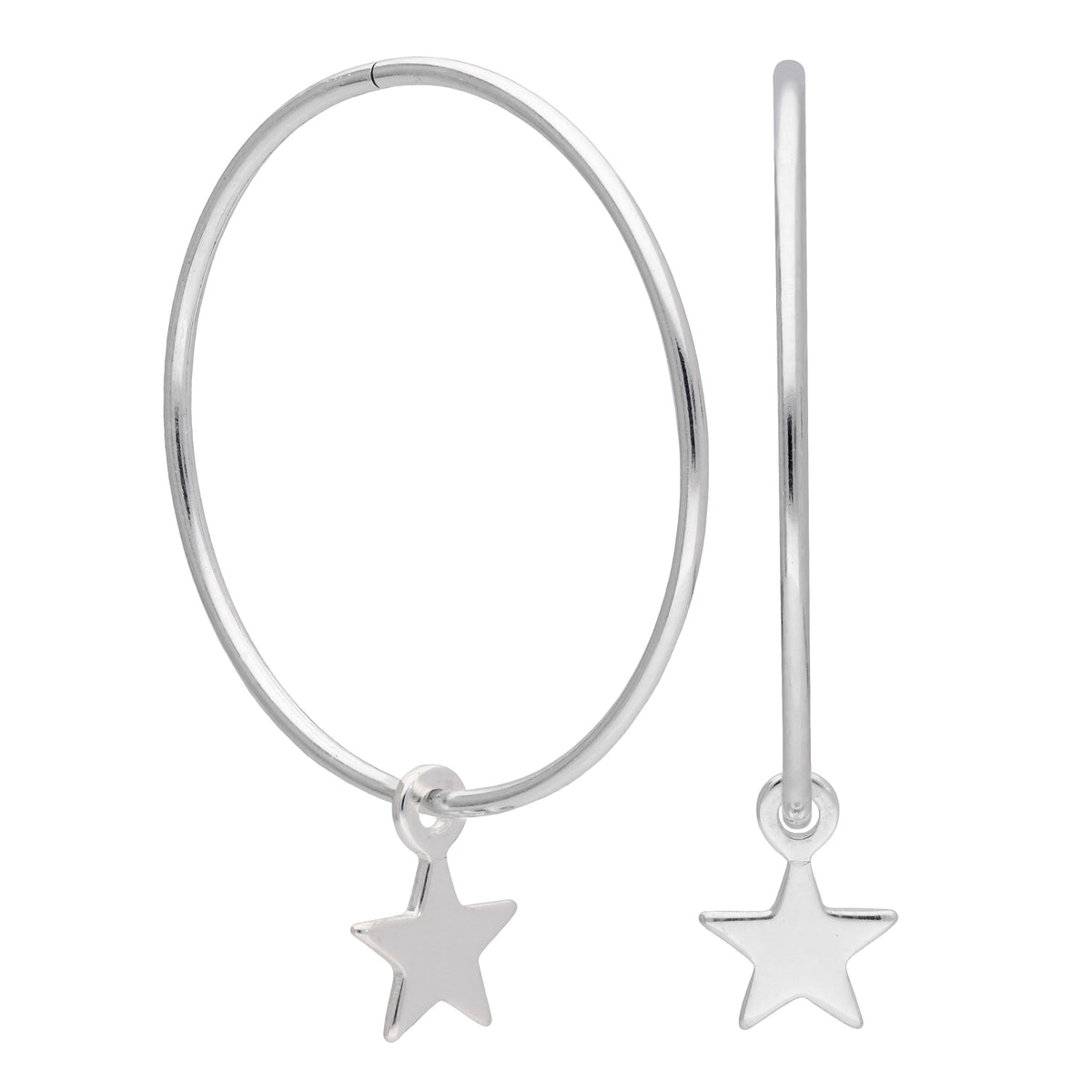 Boucles d'oreilles créoles en argent sterling avec petite étoile de 10 à 22 mm