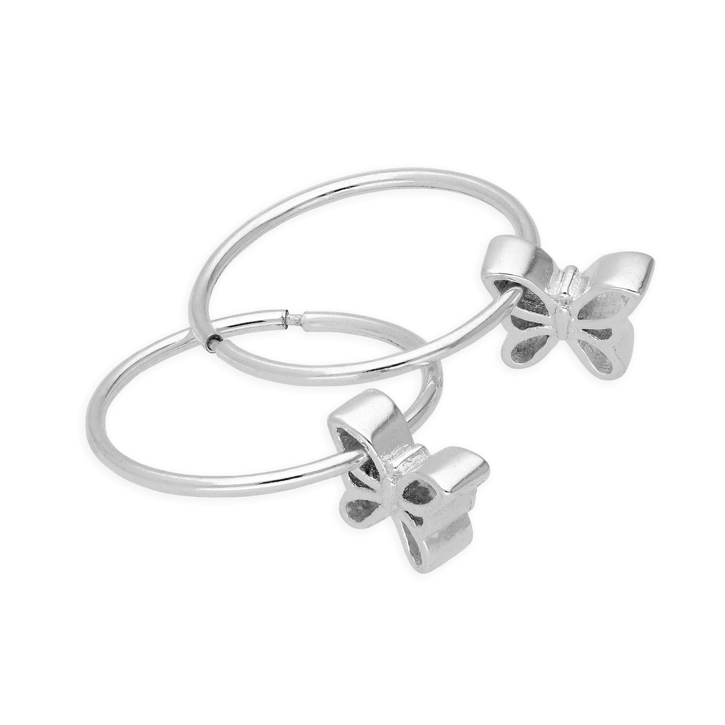 Boucles d'oreilles créoles papillon flottantes en argent sterling de 14 à 22 mm