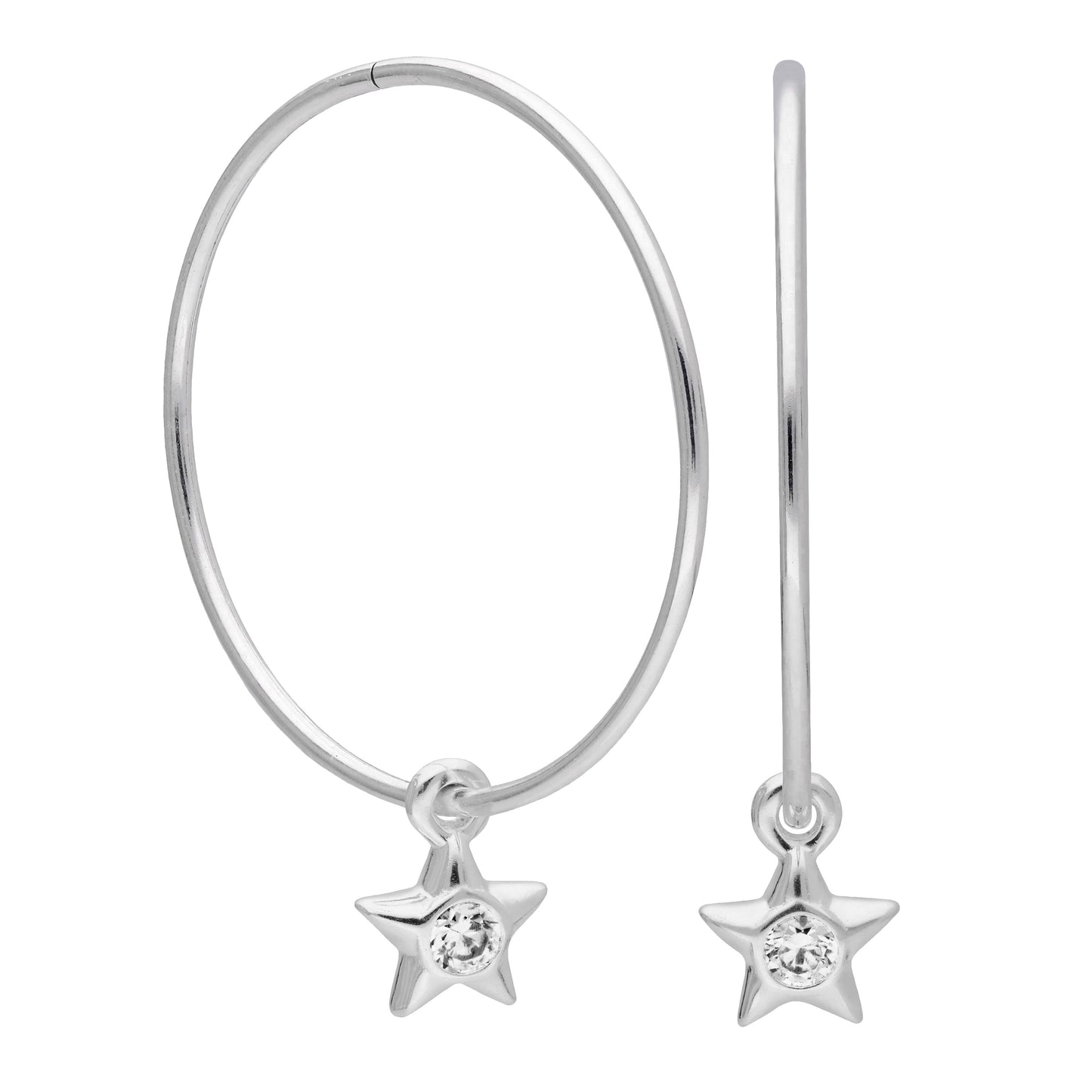 Boucles d'oreilles créoles dormeuses en argent sterling avec cristaux CZ et étoile de 10 à 22 mm