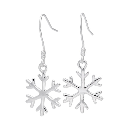 Boucles d'oreilles flocon de neige d'hiver en argent sterling