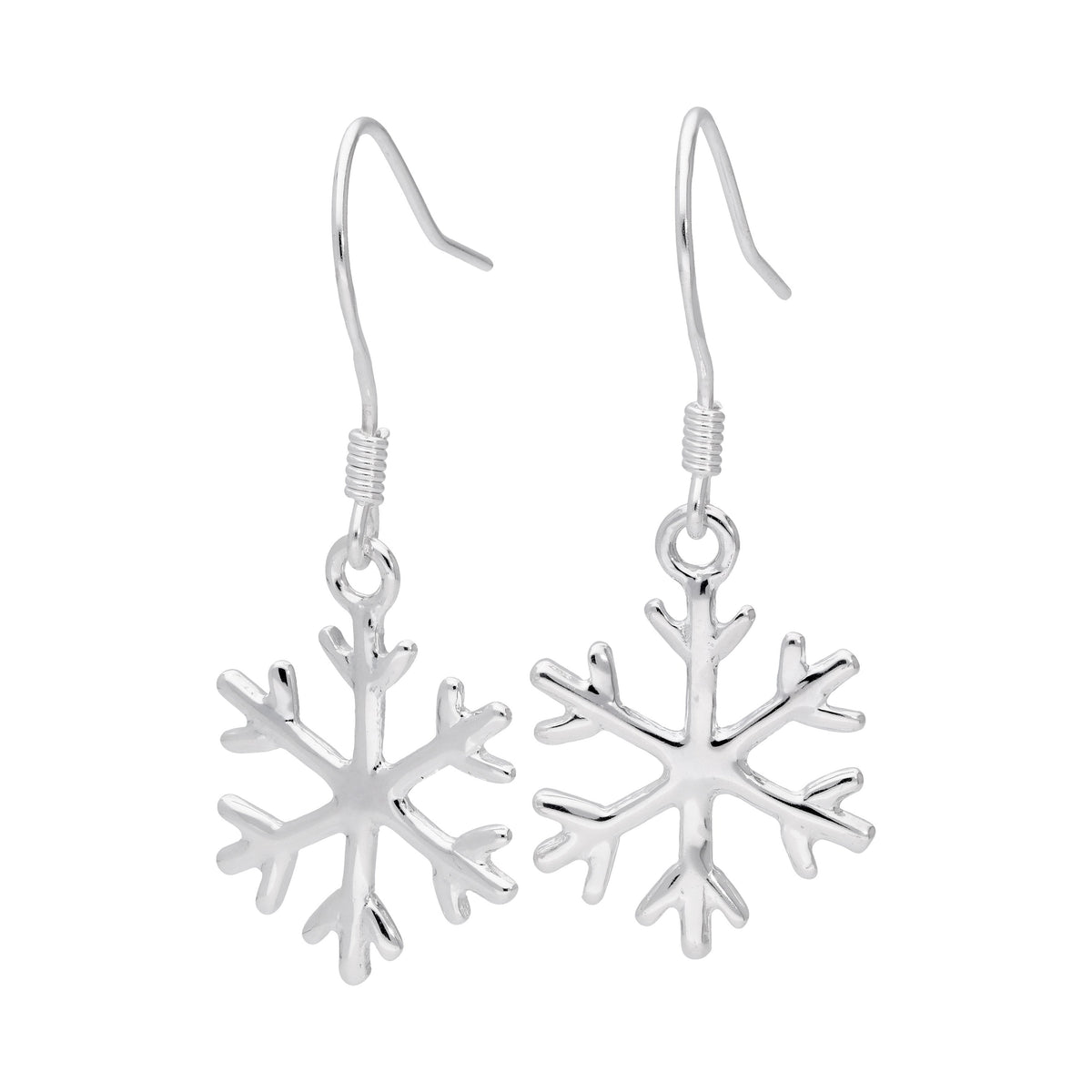 Boucles d'oreilles flocon de neige d'hiver en argent sterling