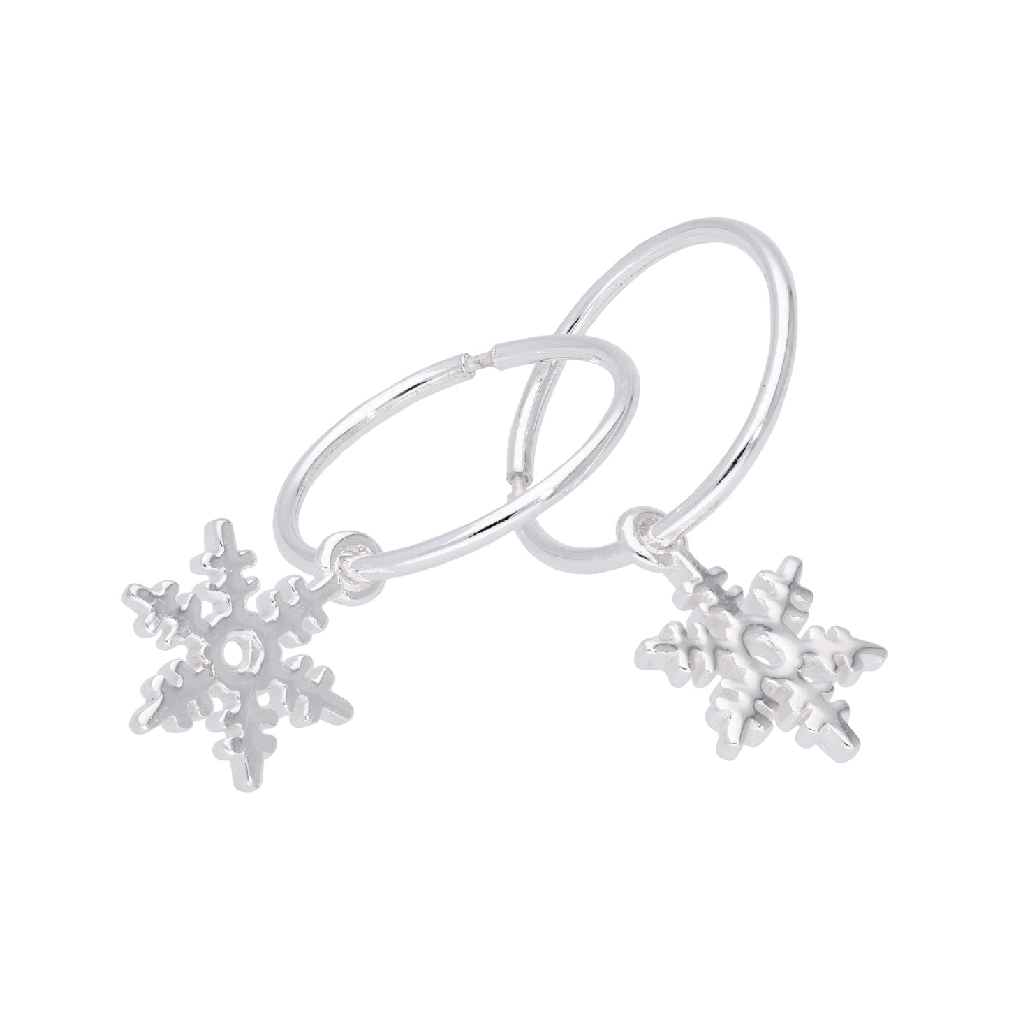 Petites boucles d'oreilles créoles flocon de neige en argent sterling de 14 mm
