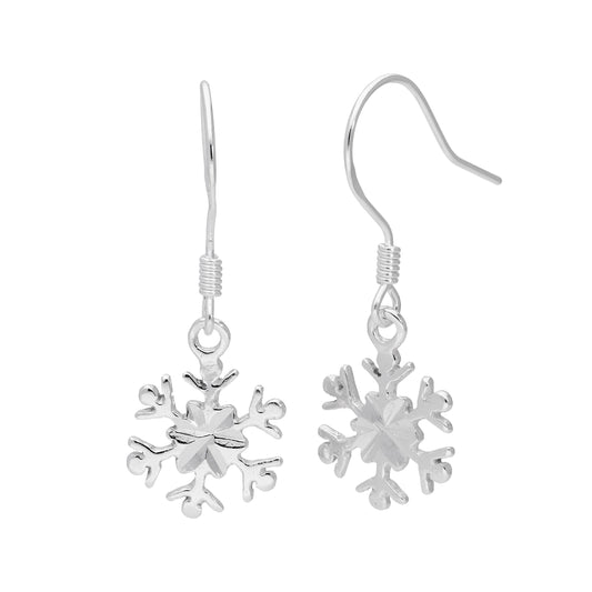 Boucles d'oreilles flocon de neige en argent sterling