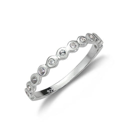 Bague demi-éternité en argent sterling avec pois - Tailles 48 à 65