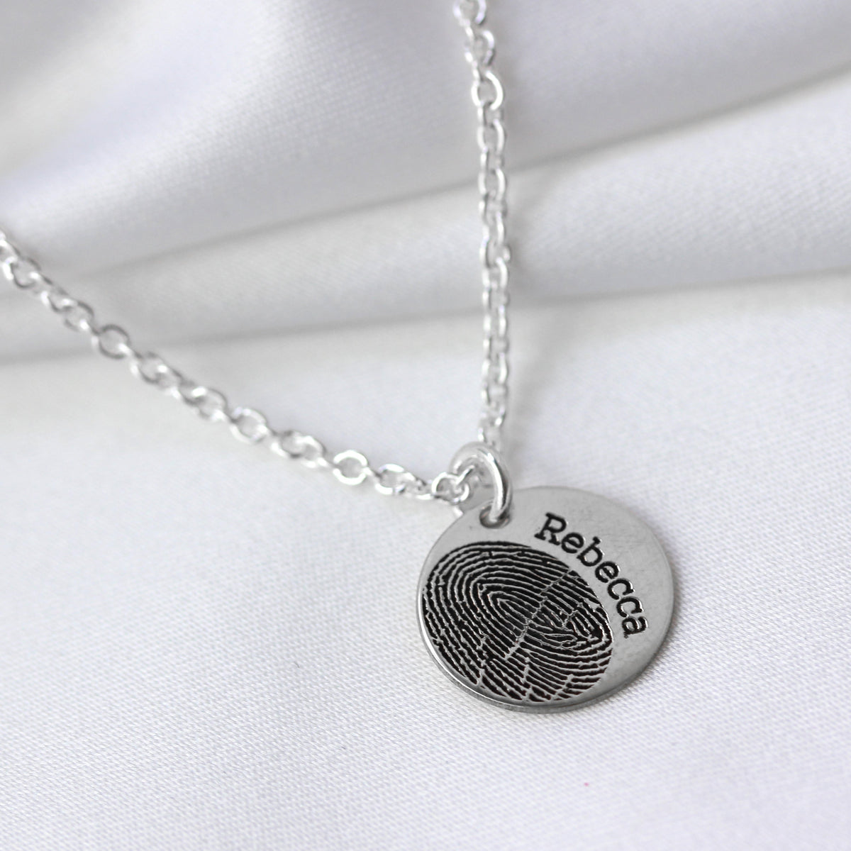 Breloque ronde personnalisée en argent sterling avec empreinte digitale