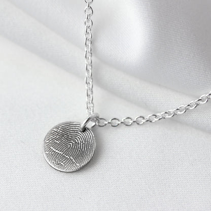 Breloque ronde personnalisée en argent sterling avec empreinte digitale