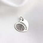 Breloque cœur en argent sterling personnalisée avec empreinte digitale
