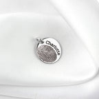 Breloque ronde personnalisée en argent sterling avec empreinte digitale